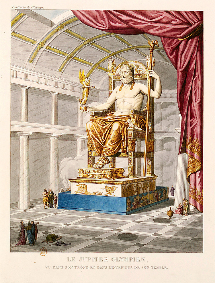 "Statue chryséléphantine de Zeus olympien" - Phidias (sculpteur og) (436 av. JC) 
repro Antoine Chrysostome Quatremère 